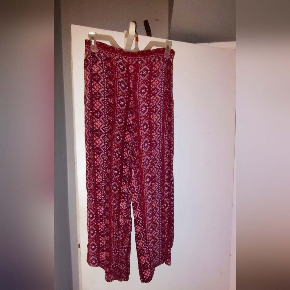 Stylish Red Patterned Boho Pants